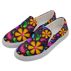 Floral Paisley Background Flower Purple Men s Canvas Slip Ons by HermanTelo