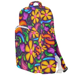 Floral Paisley Background Flower Purple Double Compartment Backpack by HermanTelo