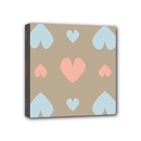 Hearts Heart Love Romantic Brown Mini Canvas 4  X 4  (stretched)