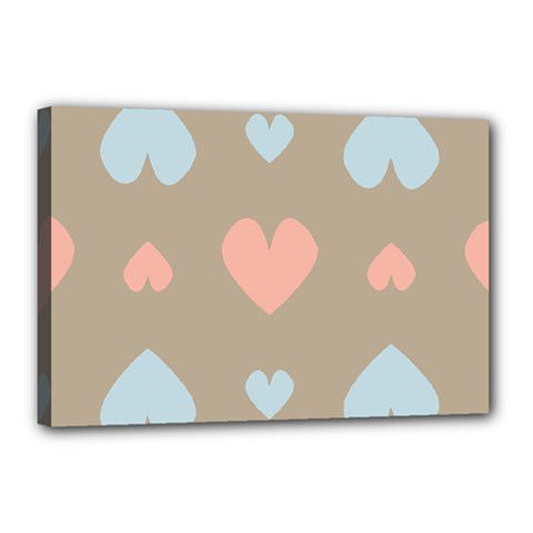 Hearts Heart Love Romantic Brown Canvas 18  X 12  (stretched)