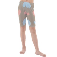 Hearts Heart Love Romantic Brown Kids  Mid Length Swim Shorts