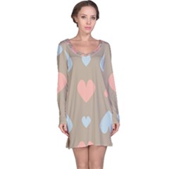 Hearts Heart Love Romantic Brown Long Sleeve Nightdress