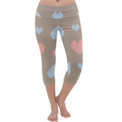 Hearts Heart Love Romantic Brown Capri Yoga Leggings by HermanTelo