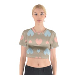 Hearts Heart Love Romantic Brown Cotton Crop Top