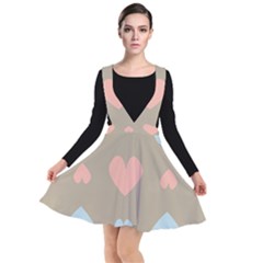 Hearts Heart Love Romantic Brown Plunge Pinafore Dress