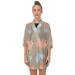 Hearts Heart Love Romantic Brown Half Sleeve Chiffon Kimono