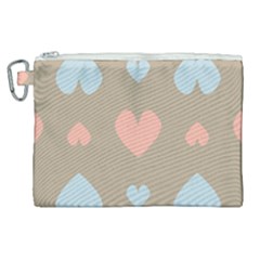 Hearts Heart Love Romantic Brown Canvas Cosmetic Bag (xl) by HermanTelo