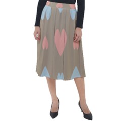 Hearts Heart Love Romantic Brown Classic Velour Midi Skirt  by HermanTelo