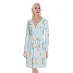 Moon Star Air Heaven Long Sleeve Velvet Front Wrap Dress by HermanTelo