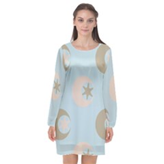 Moon Star Air Heaven Long Sleeve Chiffon Shift Dress 