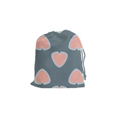 Hearts Love Blue Pink Green Drawstring Pouch (small) by HermanTelo