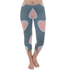 Hearts Love Blue Pink Green Capri Winter Leggings  by HermanTelo