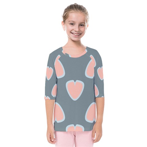 Hearts Love Blue Pink Green Kids  Quarter Sleeve Raglan Tee by HermanTelo