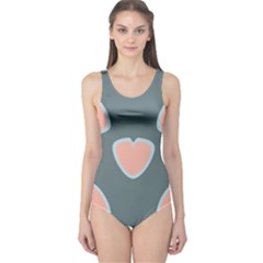 Hearts Love Blue Pink Green One Piece Swimsuit