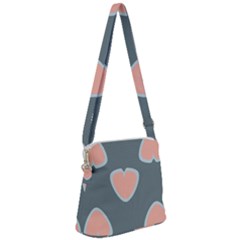 Hearts Love Blue Pink Green Zipper Messenger Bag