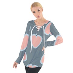 Hearts Love Blue Pink Green Tie Up Tee