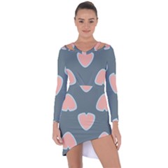 Hearts Love Blue Pink Green Asymmetric Cut-out Shift Dress