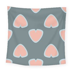 Hearts Love Blue Pink Green Square Tapestry (large)