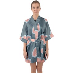 Hearts Love Blue Pink Green Quarter Sleeve Kimono Robe by HermanTelo