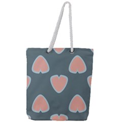 Hearts Love Blue Pink Green Full Print Rope Handle Tote (large)