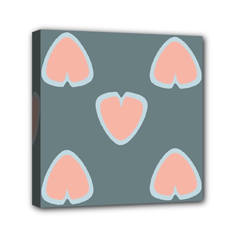 Hearts Love Blue Pink Green Mini Canvas 6  X 6  (stretched)