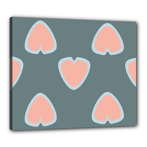 Hearts Love Blue Pink Green Canvas 24  X 20  (stretched)