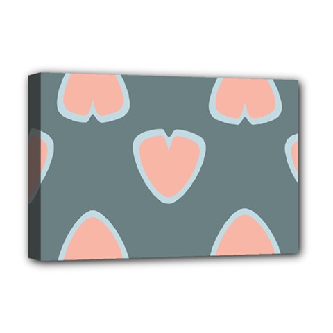 Hearts Love Blue Pink Green Deluxe Canvas 18  X 12  (stretched)