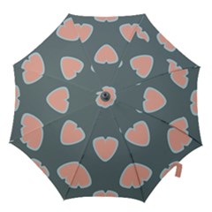 Hearts Love Blue Pink Green Hook Handle Umbrellas (large)