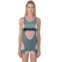 Hearts Love Blue Pink Green One Piece Boyleg Swimsuit by HermanTelo