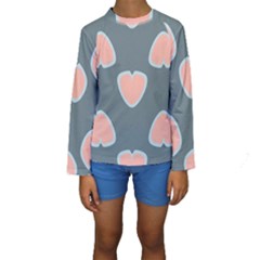 Hearts Love Blue Pink Green Kids  Long Sleeve Swimwear