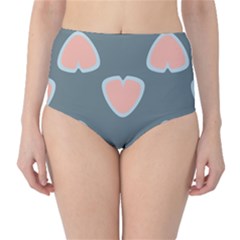 Hearts Love Blue Pink Green Classic High-waist Bikini Bottoms