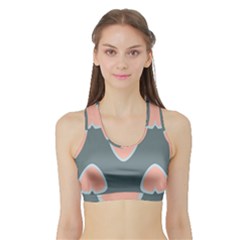 Hearts Love Blue Pink Green Sports Bra With Border