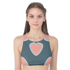 Hearts Love Blue Pink Green Tank Bikini Top