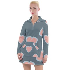 Hearts Love Blue Pink Green Women s Long Sleeve Casual Dress by HermanTelo