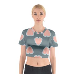 Hearts Love Blue Pink Green Cotton Crop Top