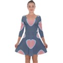 Hearts Love Blue Pink Green Quarter Sleeve Skater Dress View1