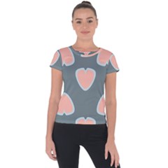 Hearts Love Blue Pink Green Short Sleeve Sports Top 