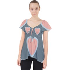 Hearts Love Blue Pink Green Lace Front Dolly Top