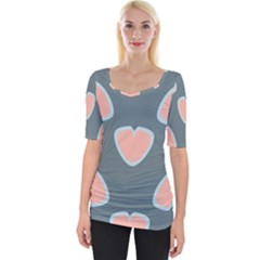 Hearts Love Blue Pink Green Wide Neckline Tee