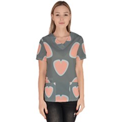 Hearts Love Blue Pink Green Women s V-neck Scrub Top by HermanTelo