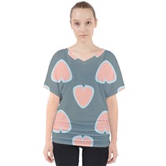 Hearts Love Blue Pink Green V-neck Dolman Drape Top