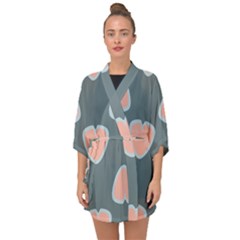 Hearts Love Blue Pink Green Half Sleeve Chiffon Kimono