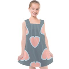 Hearts Love Blue Pink Green Kids  Cross Back Dress