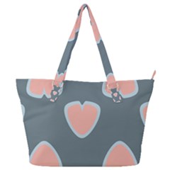 Hearts Love Blue Pink Green Full Print Shoulder Bag