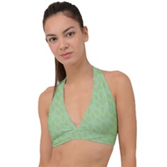 Leaves - Light Green Halter Plunge Bikini Top by WensdaiAmbrose