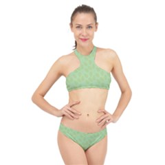 Leaves - Light Green High Neck Bikini Set by WensdaiAmbrose