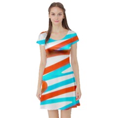 Abstract Colors Print Design Short Sleeve Skater Dress