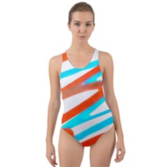 Abstract Colors Print Design Cut-out Back One Piece Swimsuit by dflcprintsclothing