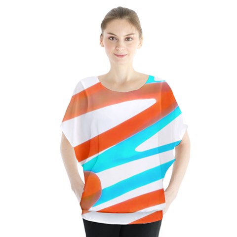 Abstract Colors Print Design Batwing Chiffon Blouse by dflcprintsclothing