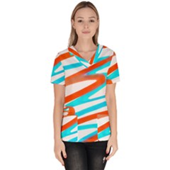 Abstract Colors Print Design Women s V-neck Scrub Top by dflcprintsclothing